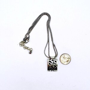 Brighton Silver art deco double strand w/ rectangle scrolling pendant necklace image 5