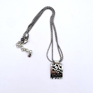 Brighton Silver art deco double strand w/ rectangle scrolling pendant necklace image 3