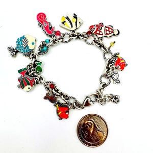Brighton silver plated tropical fish various enamel colorscharm bracelet image 5