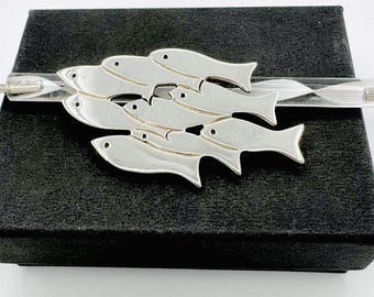 Taxco (TC - 125) sterling silver school of 9 fish pin/brooch