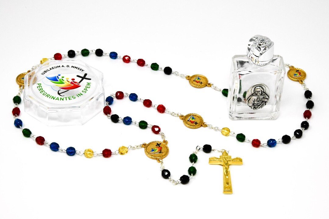 2025 Jubilee Pilgrims of Hope Rosary and Lourdes Water. - Etsy