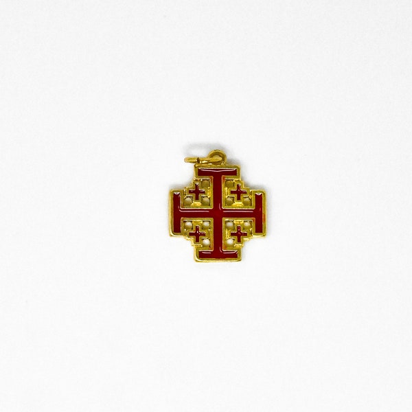 Red Jerusalem or Five-Fold Cross Pendant