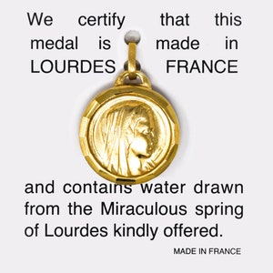 Virgin Mary Gold Lourdes Water Pendant with a Certified Certificate.