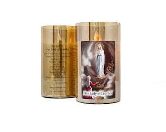 Lourdes Apparitions Glass LED Candle