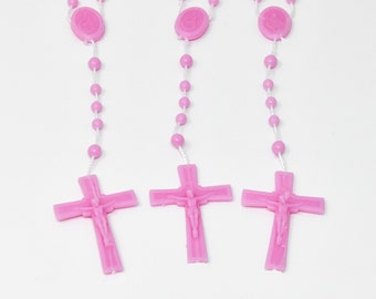 10 x Our Lady of Mount Carmel Pink Rosary Beads.