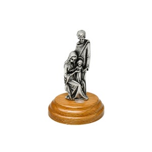 Holy Statue Metal Statue on a Olive Wood Stand.