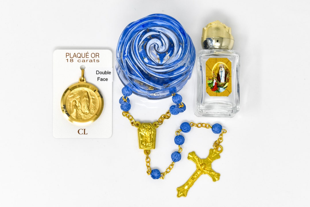 Double Faced Lourdes Apparition's Gold Pendant Gift Set. - Etsy