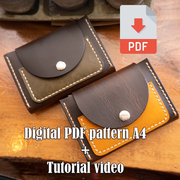 PDF Leather Belt Wallet Pattern, Leather Hip Wallet template, Leather Travel Wallet Pattern, Leather Pdf Template with video tutorial