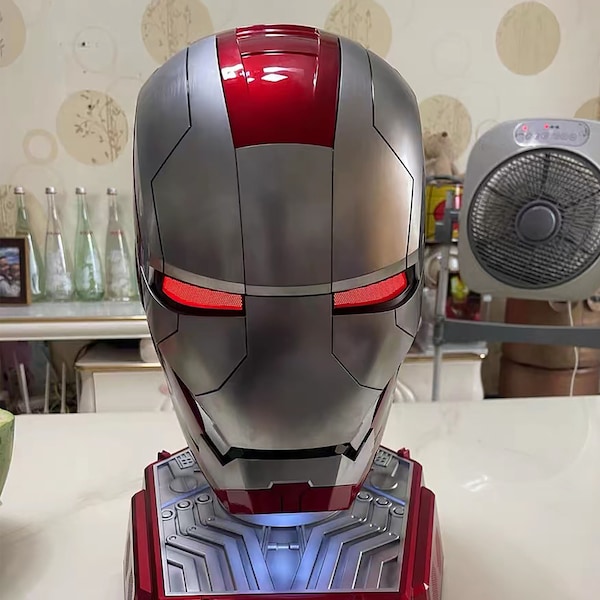 Iron Man Mk5 Helmet Mask Wearable Iron Man Helmet || Iron Man Mechanical Openable Mask Voice Control Silver Red Christmas Gifts Children