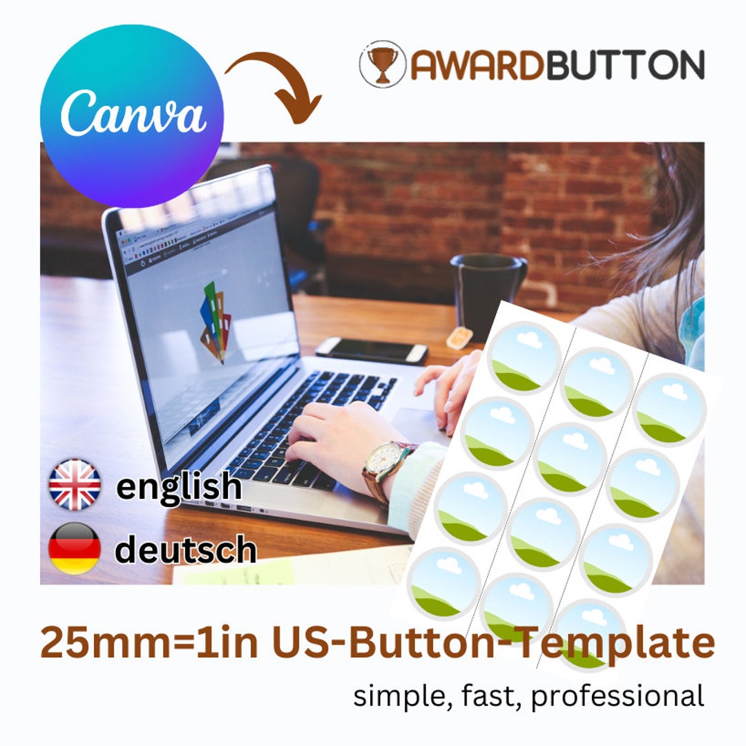 25 Mm 1in US Button / Badge Template for Canva FREE ACCOUNT in Several ...