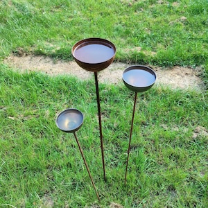 XXL 3er set Regenfänger Gartenstecker Rost Metall Gartendeko Edelrost Beetstecker 100cm