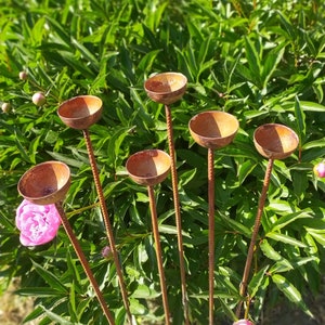 6er set Regenfänger Gartenstecker Rost Metall Gartendeko Edelrost Beetstecker 90cm