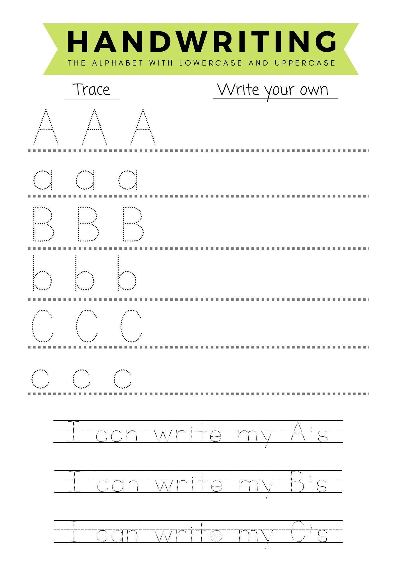 Downloadable / Printable Handwriting Worksheet A - Z *digital Copy Only ...