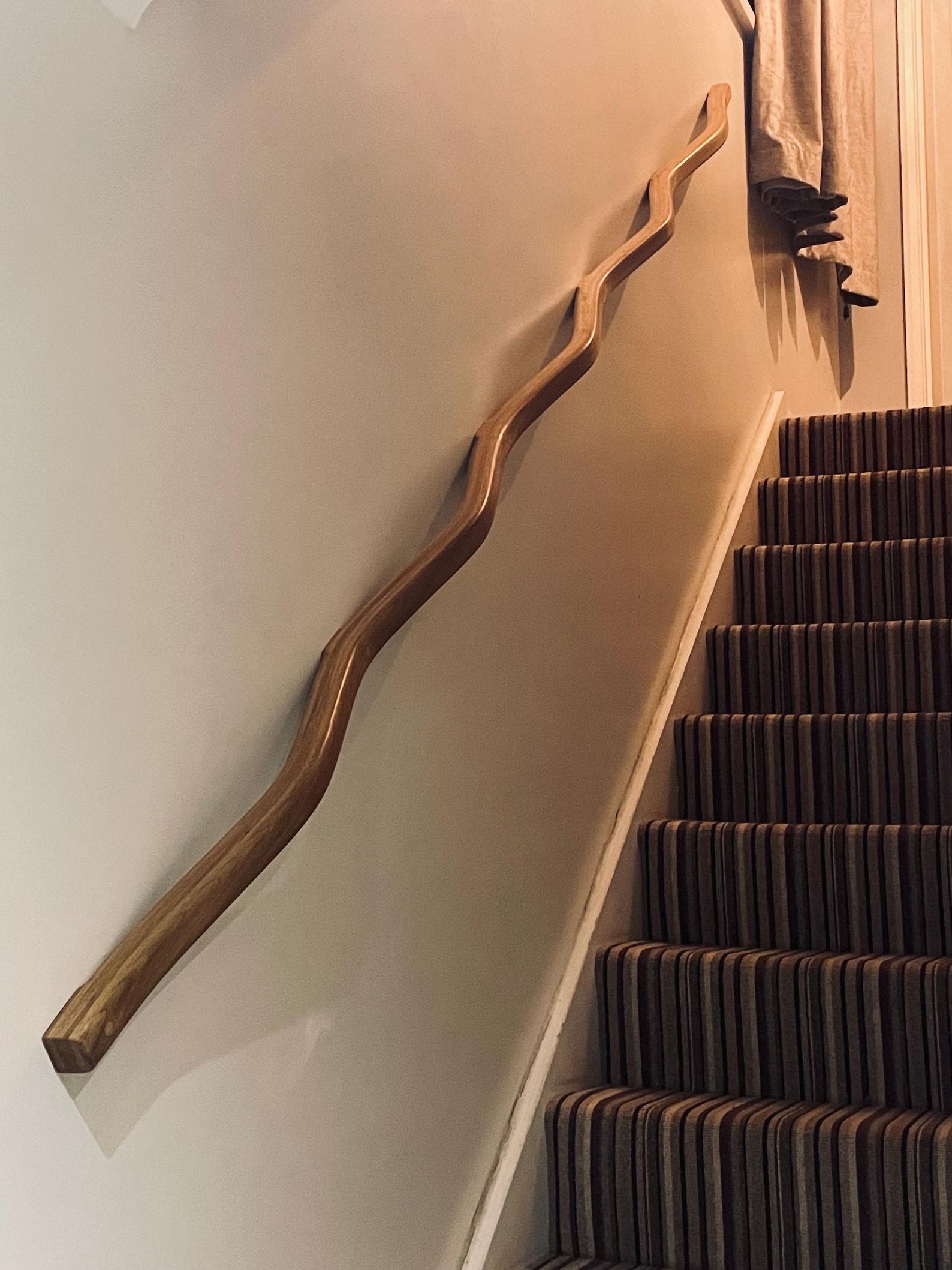 Bannister stair rail hand crafted from oak
