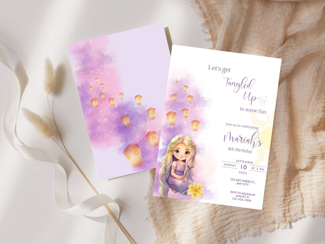 Rapunzel Tangled Birthday Invitation Digital Printable Party Invite ...
