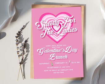 Editable Galentine's Day Brunch Invitation Template (Digital Download)