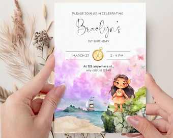Pocahontas Birthday Invitation, Wind Party Theme (Digital Download)