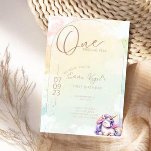 Unicorn Birthday Party Invitation | Colorful Rainbow Design | Customizable Kids Invite | Magical Celebration Invite