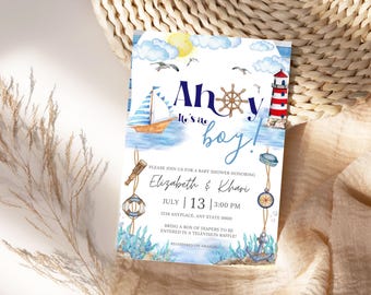 Sailboat Baby Shower Invitation: Nautical Theme (Printable)