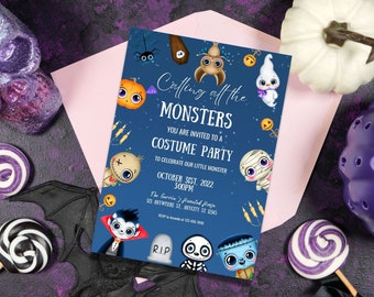 Monster Birthday Invitation: Spooky Theme Party (Digital File)