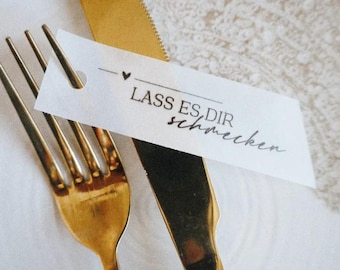 10x Cutlery Tags "Enjoy your meal" Place cards, table cards