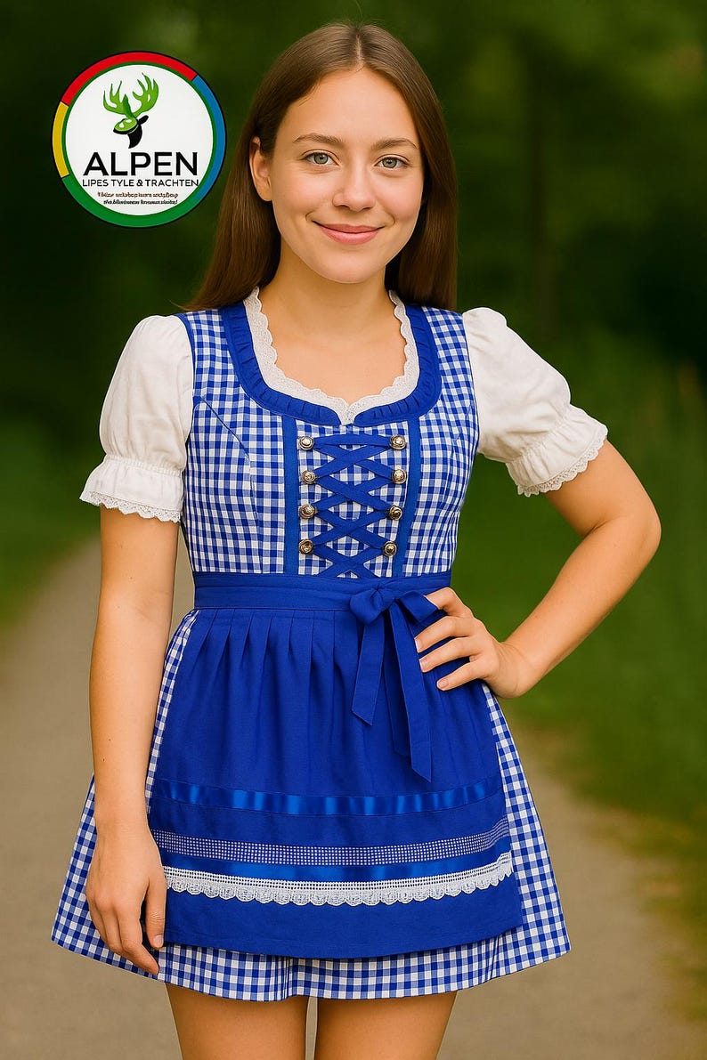 Traditional Checkered White Grey Dirndl