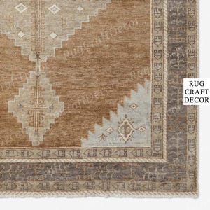 Handgeknüpfter Oushak Teppich - Neutral Weicher Brauner Vintage Wollteppich