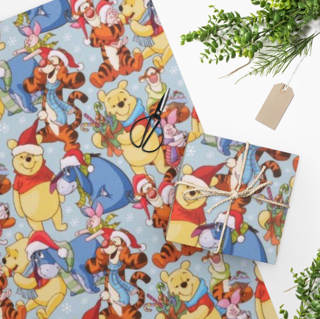 Winnie the Pooh Christmas Wrapping Paper Pooh Gift Wrap Pooh Etsy