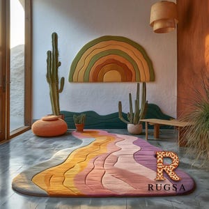 Bold Multicolor Abstract Geometric Area Rug – Modern Living Room Accent