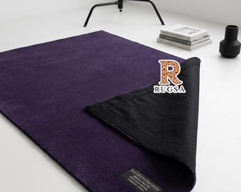 Dark Purple Hand Tufted Rug | Solid Plum Plush Area Rug for Living Room & Bedroom | Modern Decor Custom Wool Carpet 8x10 12x15