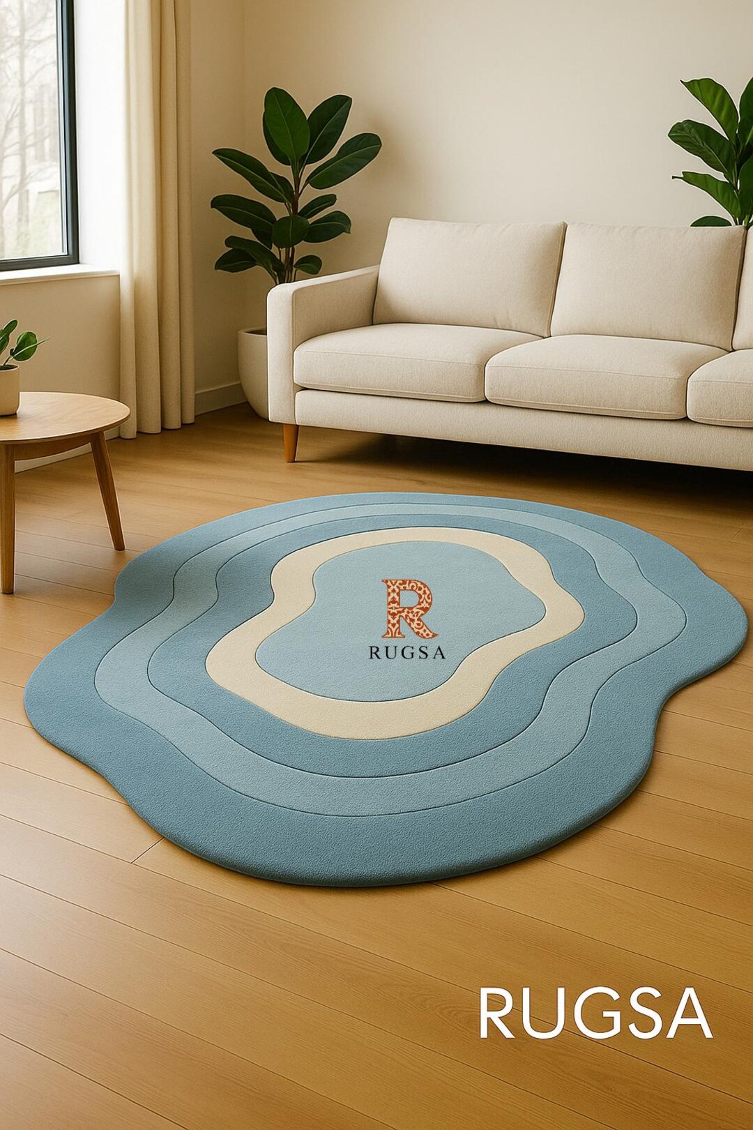 Hand Tufted Wool Rug: Ocean Blue Abstract Rug - Custom Size - Etsy