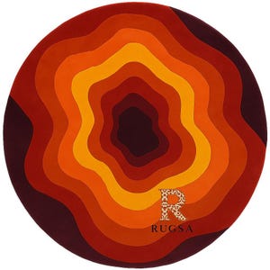 Retro Round Lava Rug – Boho Style Colorful Area Rug, Groovy Circle Carpet for Living Room, Bedroom or Studio