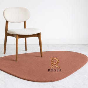 Minimalist Terracotta Area Rug: Hand-Tufted Wool & Cotton, Organic Shape