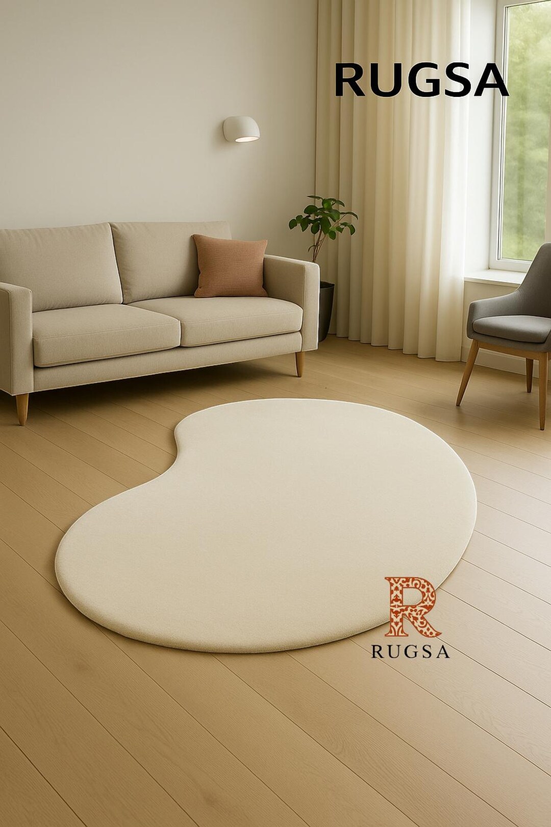Top Mango Open Rug Hand-tufted Wool Rug: Mango Shape, Ivory Accent Rug - Etsy