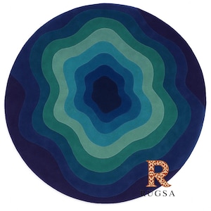Retro Round Lava Rug – Boho Style Colorful Area Rug, Groovy Circle Carpet for Living Room, Bedroom or Studio