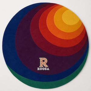 Modern Rainbow Circle Rug – Bold Colorful Geometric Floor Rugs – Round Hand tufted Multicolor Accent Rug for Living Room or Kids Room
