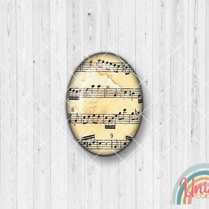 Motif cabochon music brown notes music notes - Cabochon Set A2773