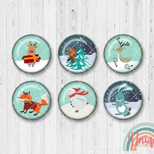 Motivo Cabujón Invierno Navidad Reno Regalo Conejo Ciervo Zorro Muñeco De Nieve - Juego De Cabujones A3959
