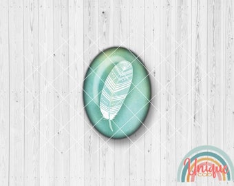 Motif cabochon boho feather stripes pattern - cabochon set A4099