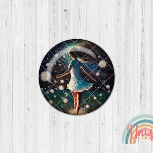 Motif cabochon girl dandelion meadow life dress - Cabochon Set A4779