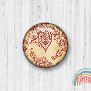Motivcabochon Ornamente Muster floral rot beige Papier - Cabochon Set A4002