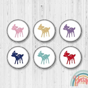 Motif cabochon deer fawn Bambi white colorful - cabochon set A4045