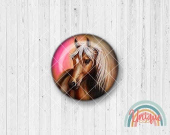 Motif cabochon horse horse head pink pink brown - cabochon set A2884