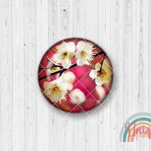 Motif cabochon flowers blossoms branch pink white - cabochon set A3652