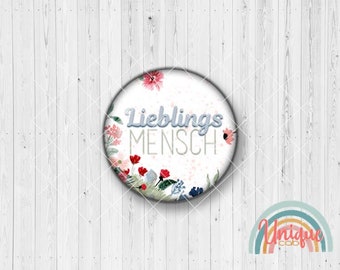 Motivcabochon Lieblingsmensch Blumen floral Wort Text - Cabochon Set A4518