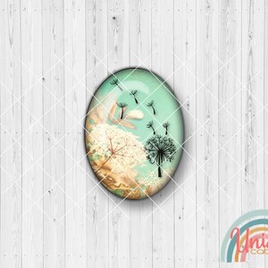 Motif cabochon dandelion black macro meadow turquoise - cabochon set A2069