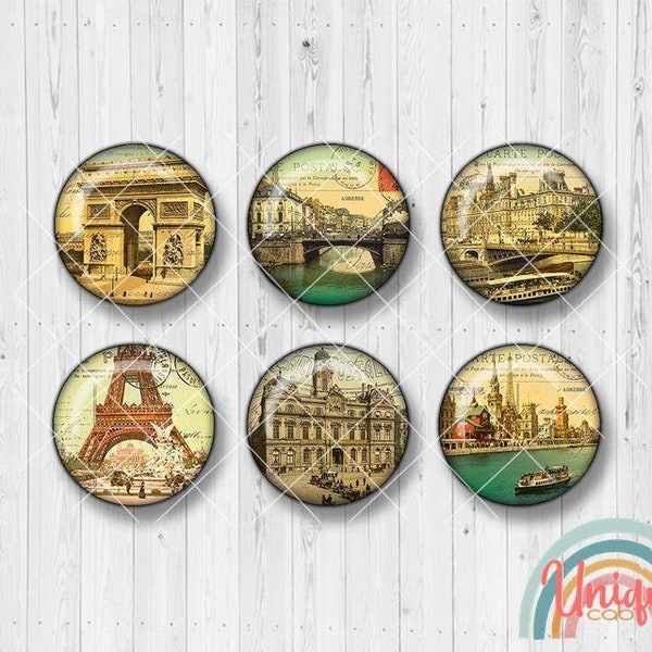 Motivcabochon Paris Eiffelturm Postkarte Urlaub Reise Frankreich vintage - Cabochon Set A0061