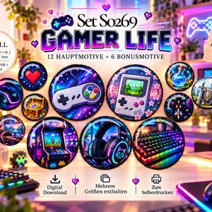Cabochon Vorlagen Gamer Life – Gaming & Retrospiele – Digitaler Download | S0269