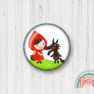 Motivcabochon Rotkäppchen Redhood Wolf böser Wolf Märchen Korb - Cabochon Set A2251