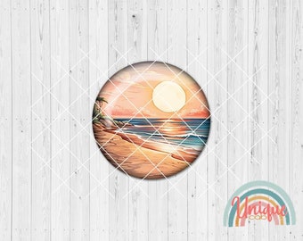 Motivcabochon Sonnenuntergang Strand Sonne Sand Sommer - Cabochon Set A4886